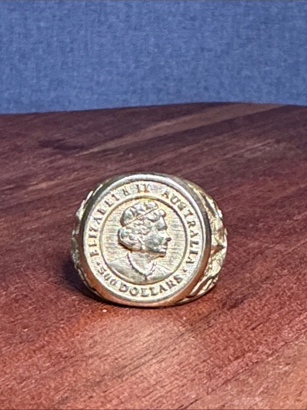 Men's Gold tone  Coin Signet Ring - Classic Profile Design